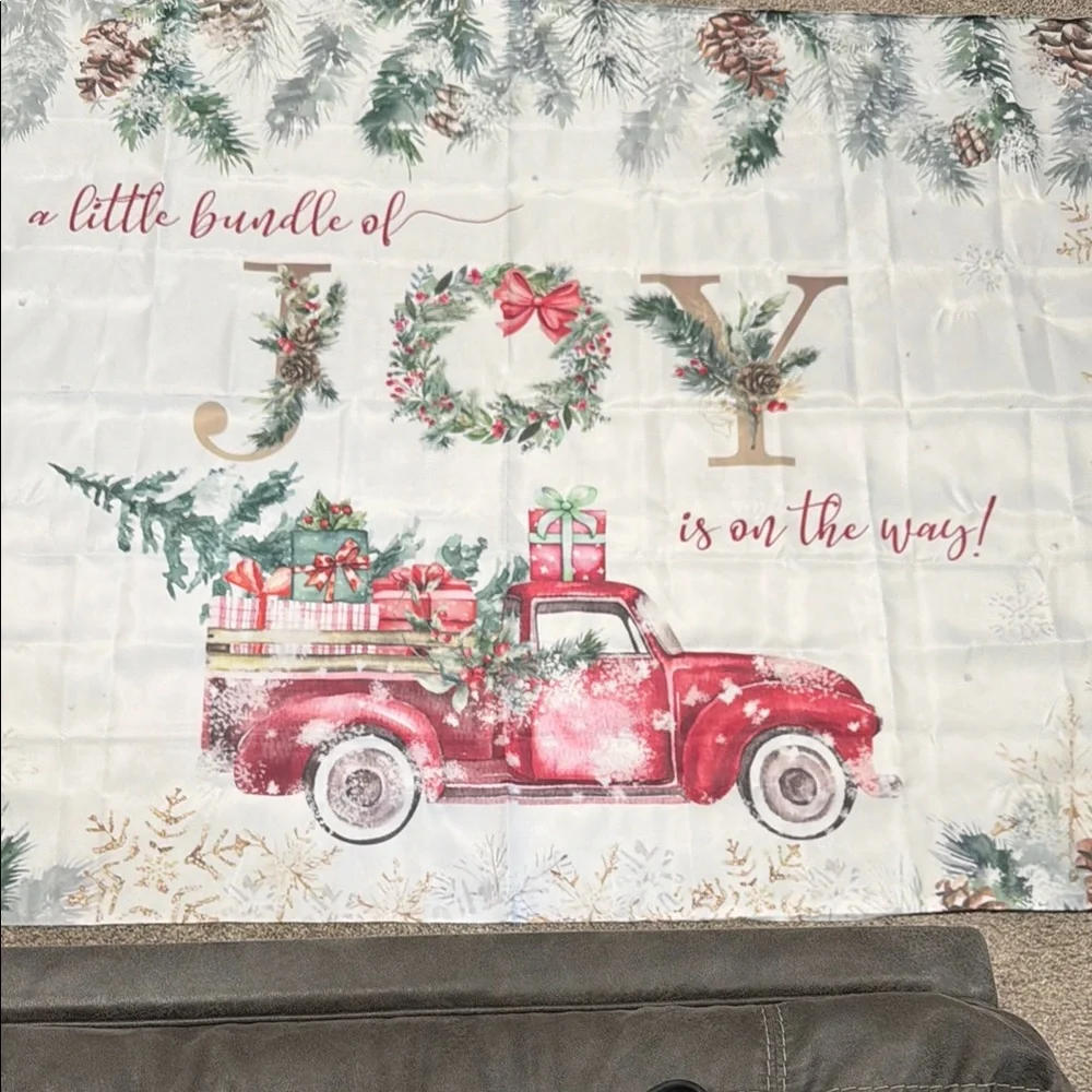 Festive Red Holiday Baby Shower Banner